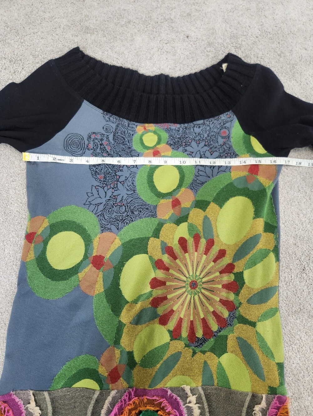 Desigual Mixed Media Long Sleeve Stretch Dress Sz M Artsy Art To Wear Grunge Y2K - Picture 8 of 15